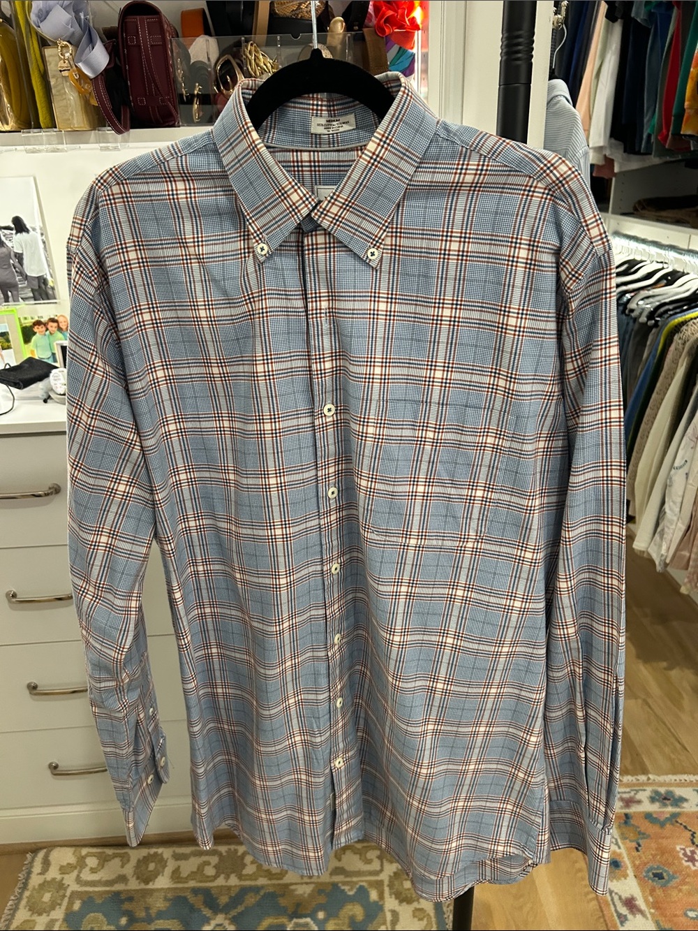 Peter Millar Light Blue Plaid Button-Down Shirt